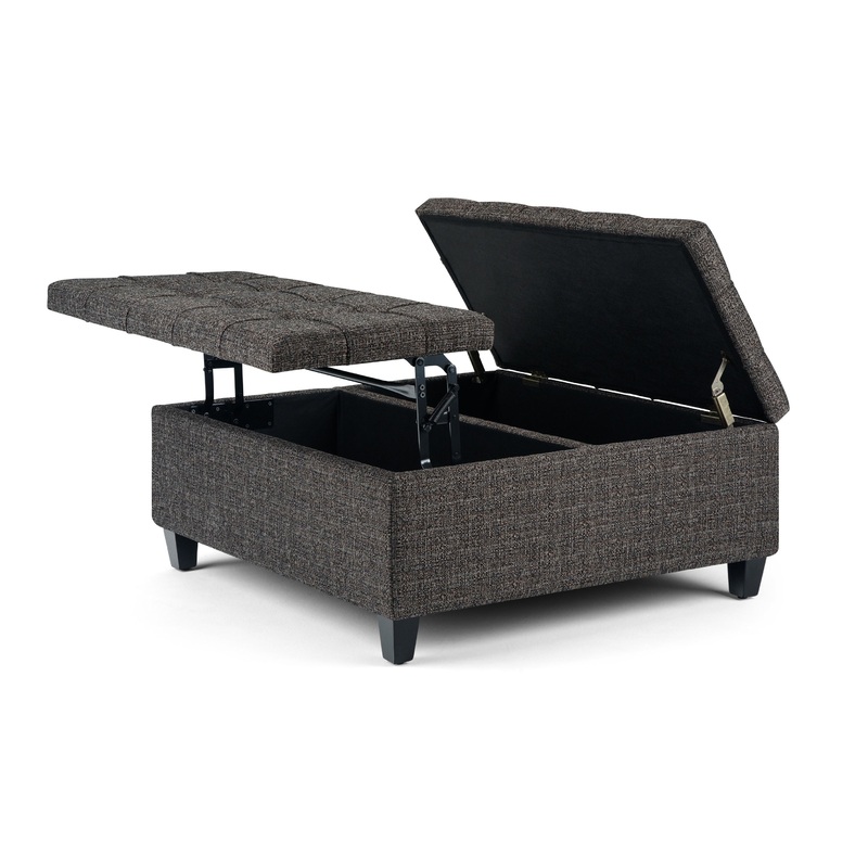 Storage Ottomans Harrison Coffee Table Ottoman in Tweed