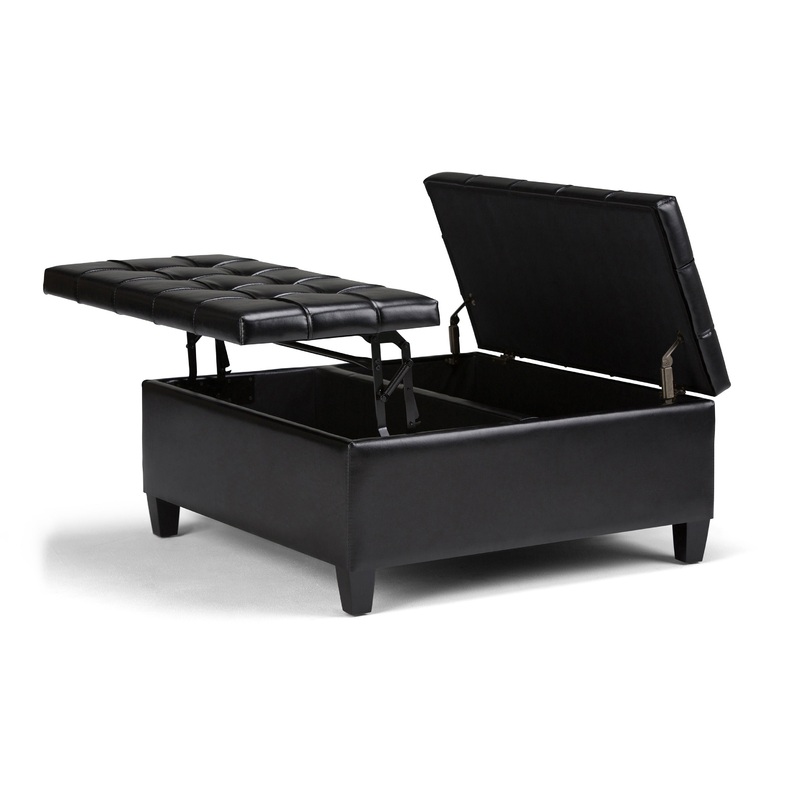 Storage Ottomans Harrison Coffee Table Ottoman in Vegan Leather