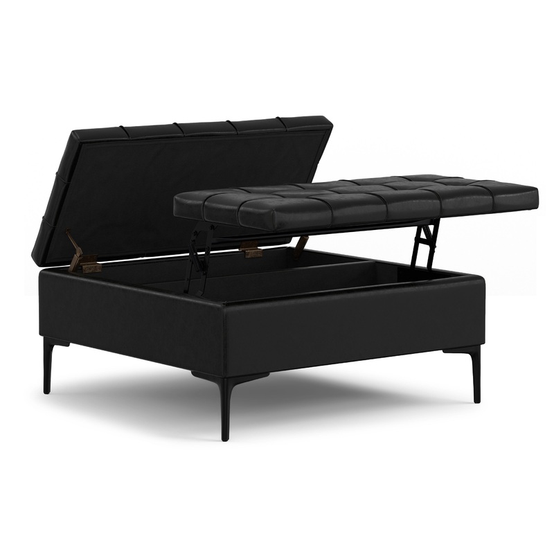 Storage Ottomans Laura Lift Top Storage Ottoman in Vegan Leather