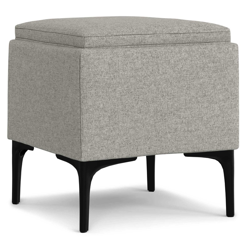 Storage Ottomans Natasha Storage Ottoman with Tray in Linen