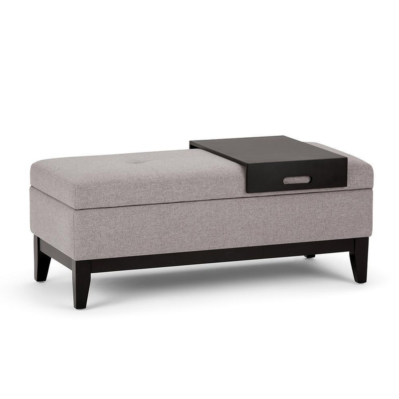 Storage Ottomans Oregon Storage Ottoman Bench with Tray in Linen