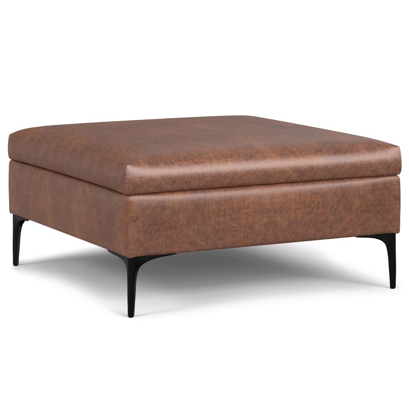Storage Ottomans Rebecca Coffee TableStorage Ottoman with Lift Up Lid in Distressed Vegan Leather