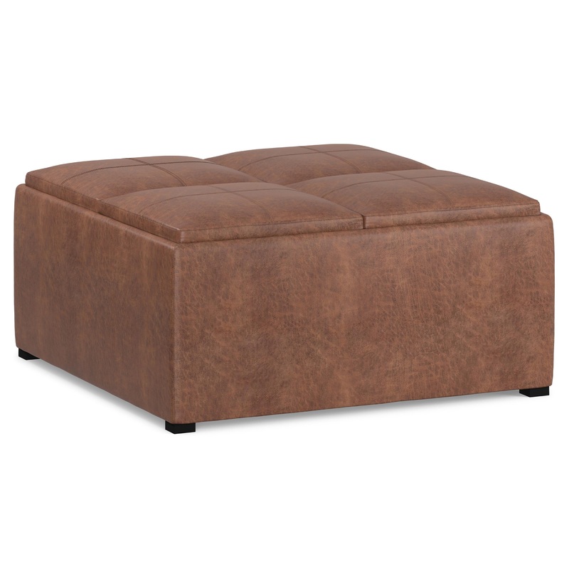 Table Ottomans Avalon Table Ottoman in Distressed Vegan Leather
