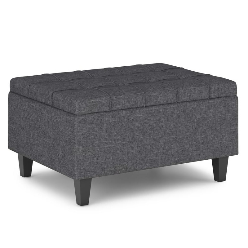 Table Ottomans Harrison Small Coffee Table Ottoman in Linen