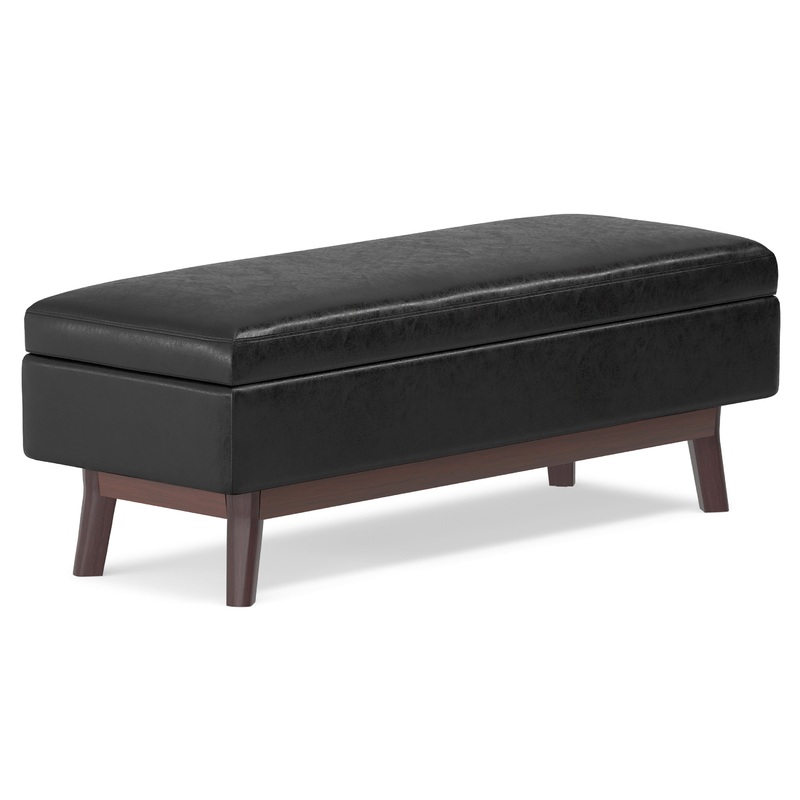 Table Ottomans Owen Rectangular Table Ottoman in Distressed Black