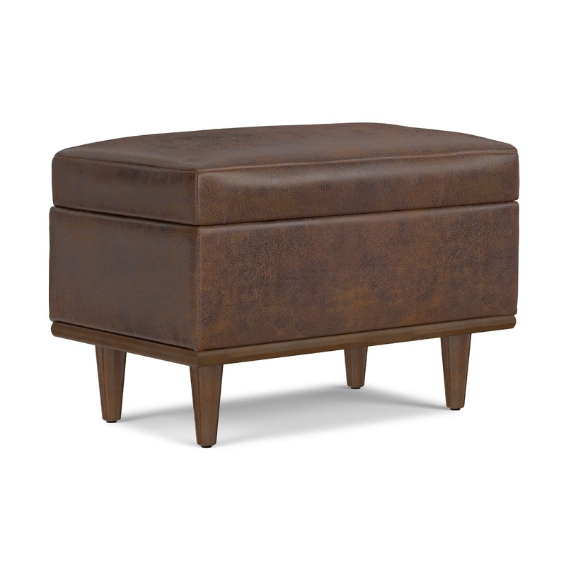 Table Ottomans Shiloh Small Storage Ottoman  in Distressed Vegan Leather