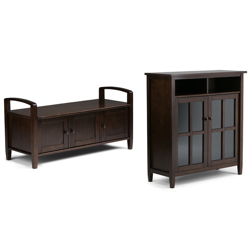 Storage Bench & Cabinet Bundles Warm Shaker 44-inch Storage Bench and 39-inch Cabinet