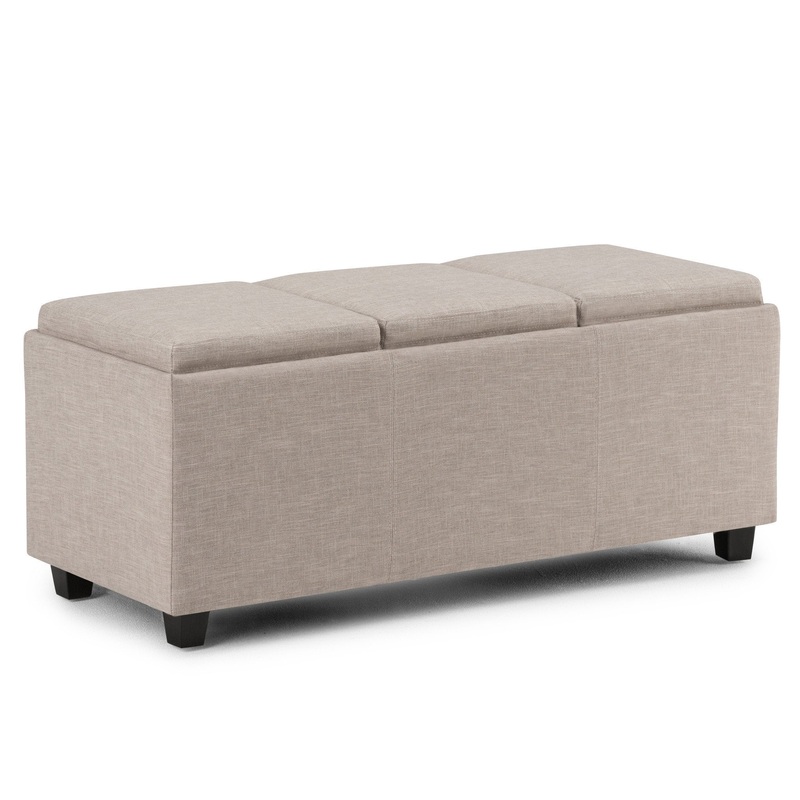 Storage Ottomans Avalon 3 Trays Ottoman in Linen