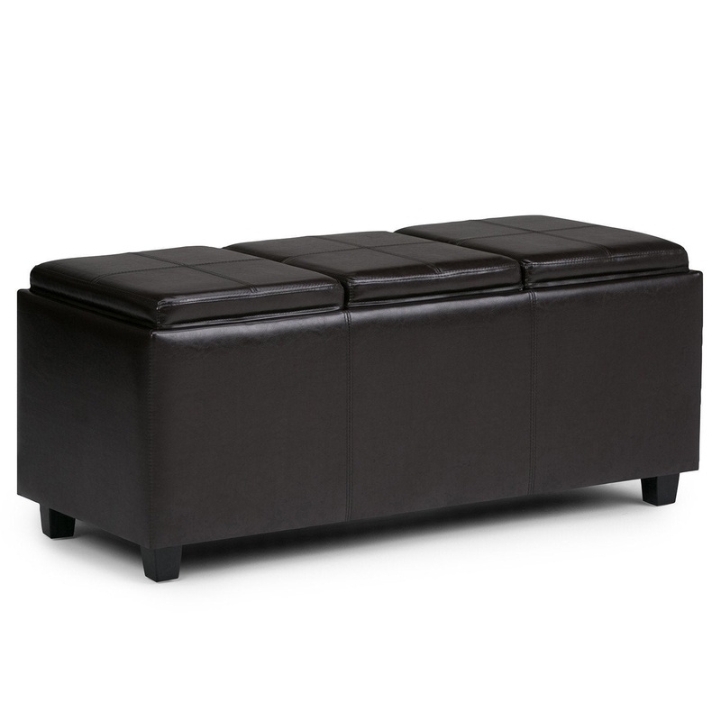 Storage Ottomans Avalon 3 Trays Ottoman in Vegan Leather