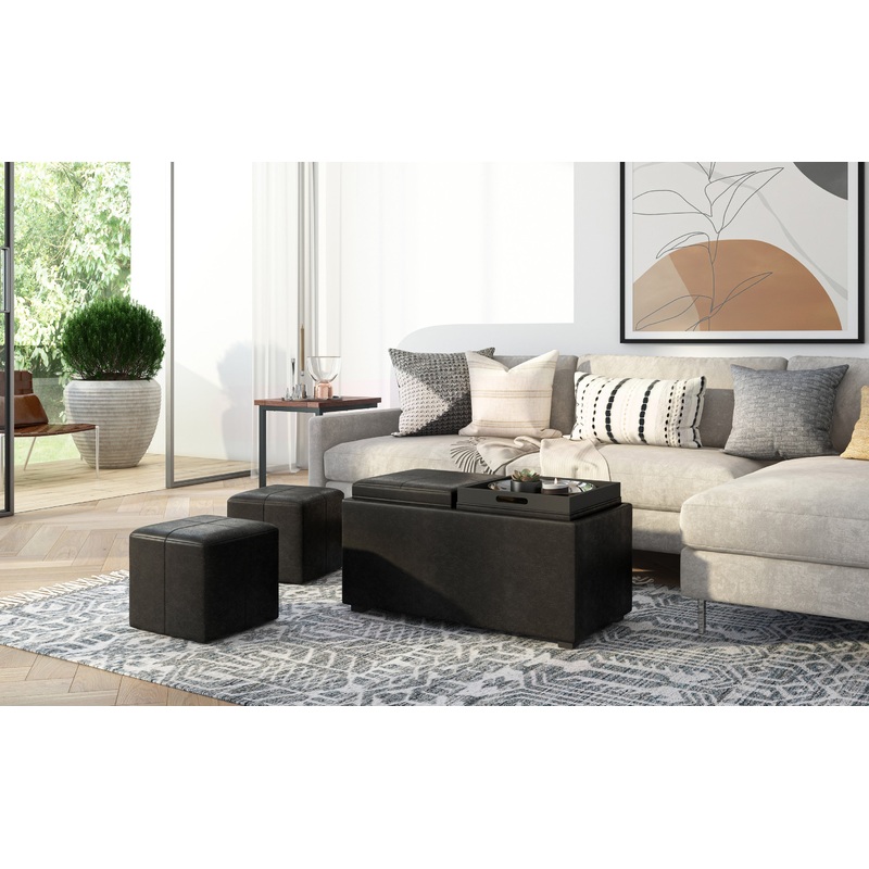 Storage Ottomans Avalon 5 Pc Storage Ottoman in Distressed Vegan Leather