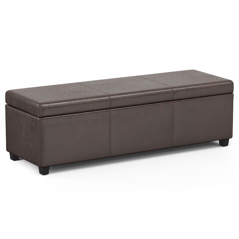 Storage Ottomans Avalon Extra Large Storage Ottoman in Distressed Vegan Leather