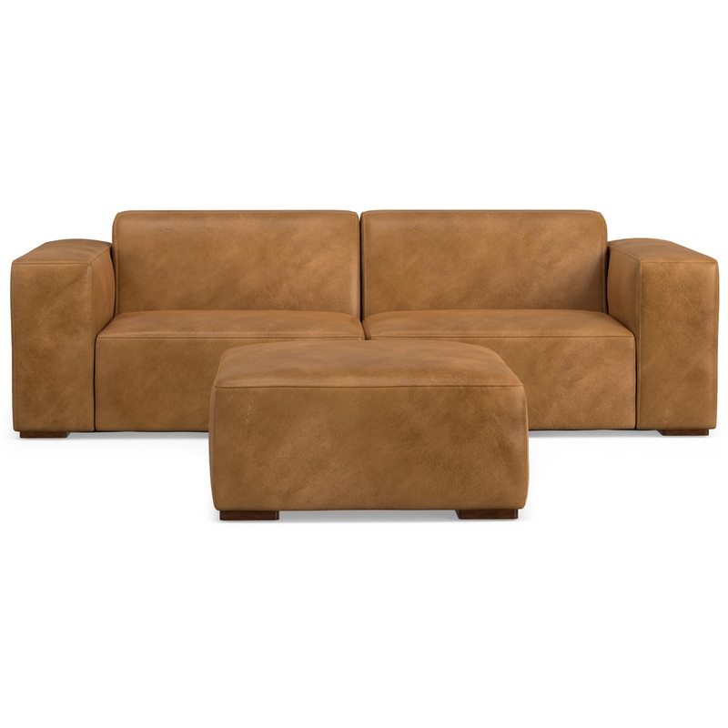 Modular Sofas Rex 2 Seater Sofa and Ottoman in Genuine Leather