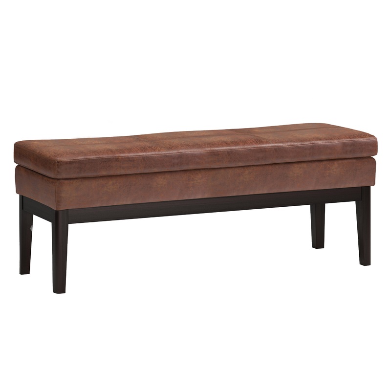 Ottoman Benches Carlson Ottoman Bench in Distressed Saddle Brown