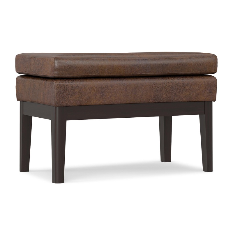 Ottoman Benches Carlson Small Ottoman Bench in Distressed Chestnut Brown
