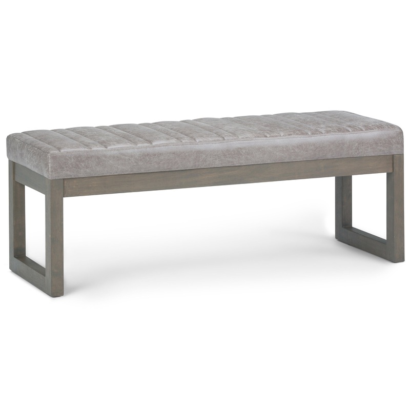 Ottoman Benches Casey Ottoman Bench in Distressed Vegan Leather