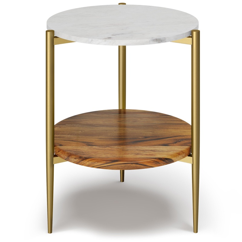 End Tables Wagner Round Marble & Wood Side Table