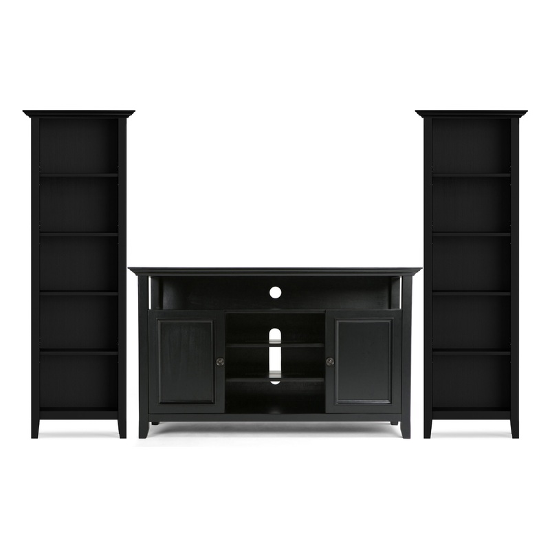 Entertainment Bundles Amherst 54 inch TV Stand with 24 inch 5 Shelf Bookcases (Set of 3)