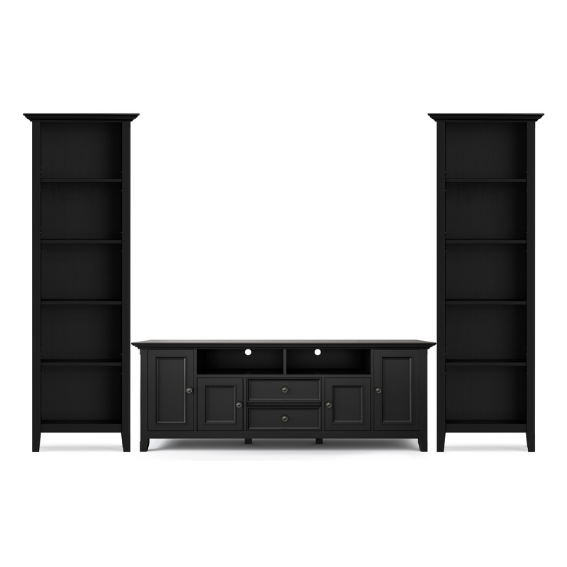 Entertainment Bundles Amherst 72 inch TV Stand with 24 inch 5 Shelf Bookcases (Set of 3)