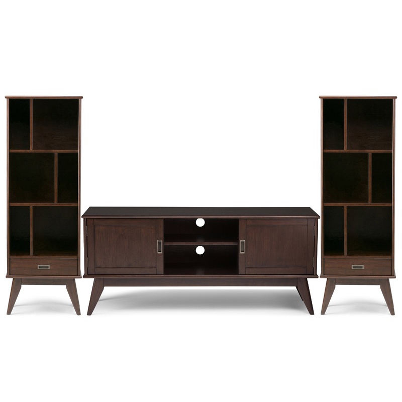 Entertainment Bundles Draper 60 inch TV Stand with 22 inch Bookcases (Set of 3)