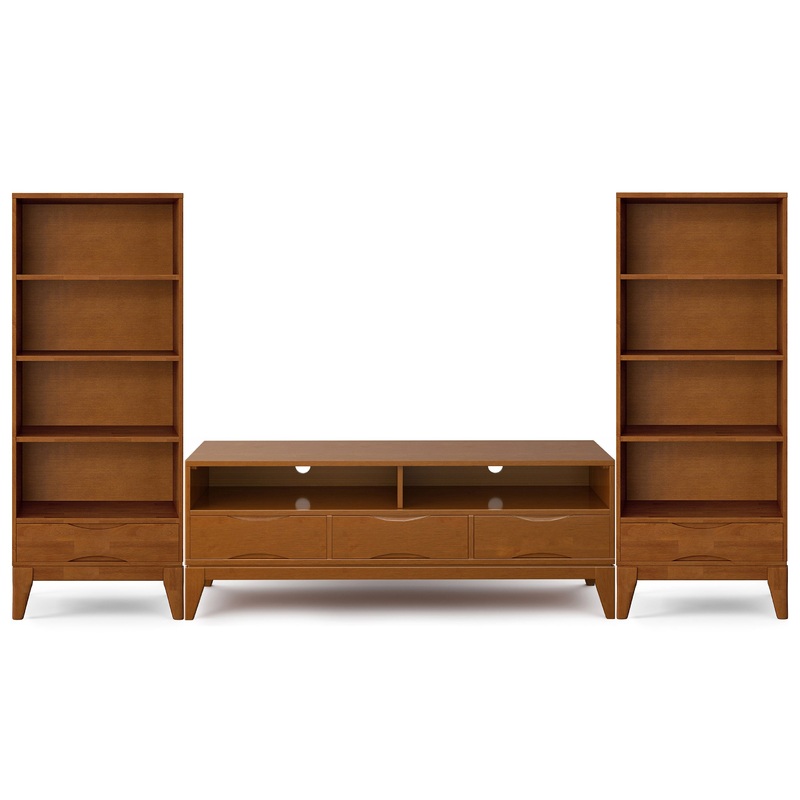 Entertainment Bundles Harper 60 inch TV Stand with 24 inch Bookcases (Set of 3)