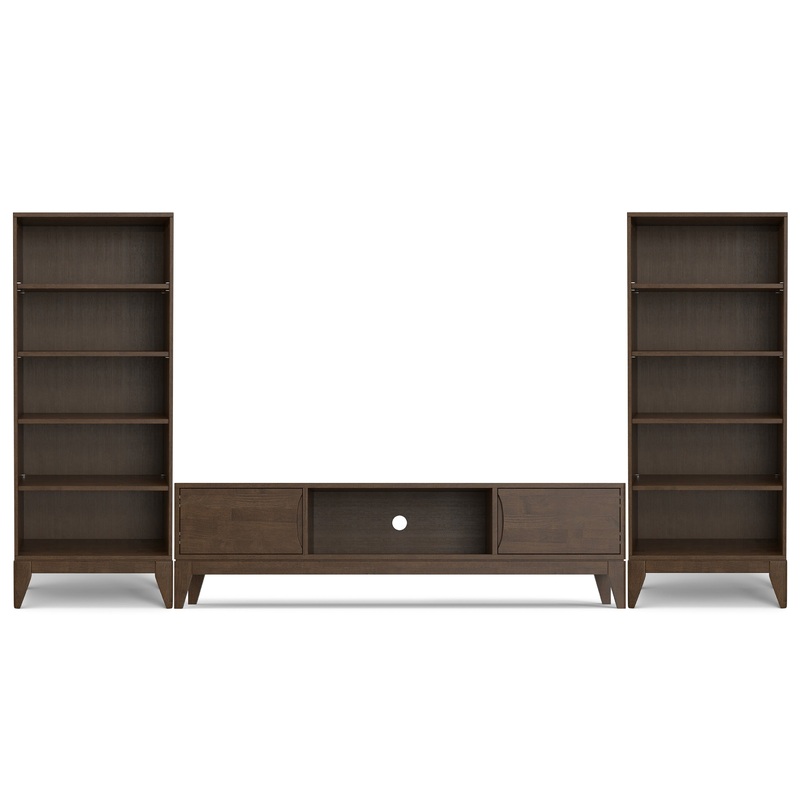 Entertainment Bundles Harper 72 inch TV Stand with 24 inch Bookcases (Set of 3)