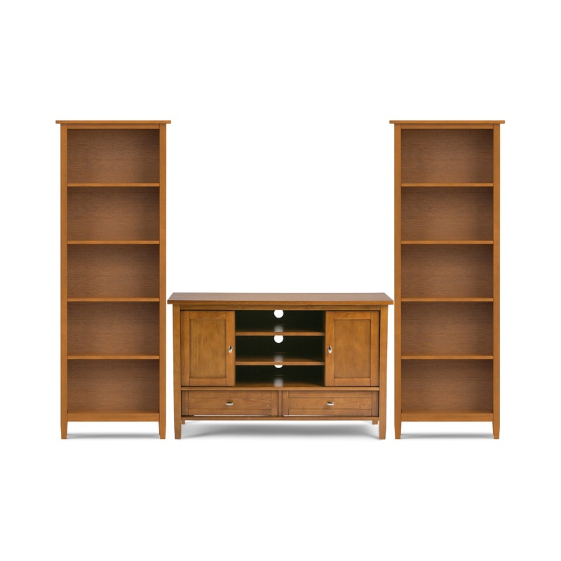 Entertainment Bundles Warm Shaker 47 inch TV Stand with 26 inch Bookcases (Set of 3)