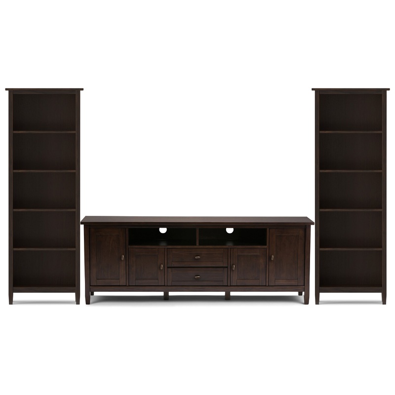 Entertainment Bundles Warm Shaker 72 inch TV Stand with 26 inch Bookcases (Set of 3)