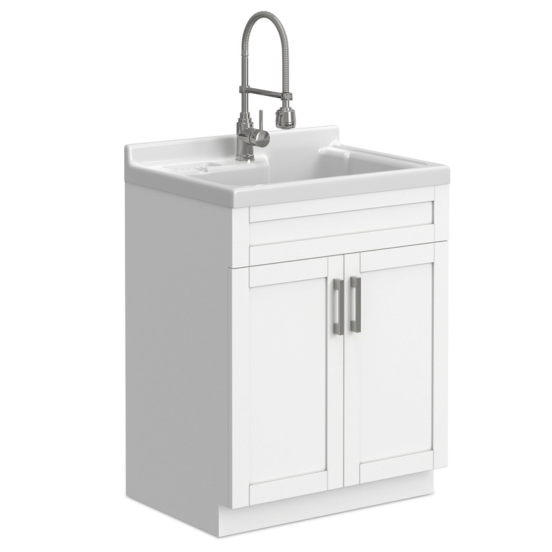 Laundry Hennessy All-In-One Deluxe 28-inch Laundry Utility Sink and Cabinet with ABS Sink