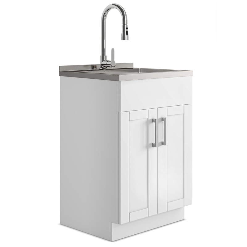 Laundry Modern Wide Shaker All-In-One 24-inch Laundry Utility Sink and Cabinet