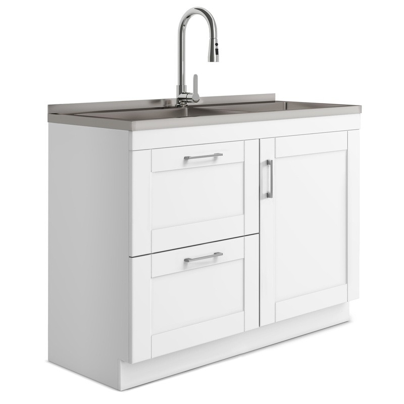 Laundry Modern Wide Shaker All-In-One 46 inch Laundry Utility Sink and Cabinet