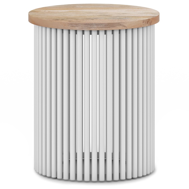 Metal Tables Demy Metal and Wood Accent Table in White