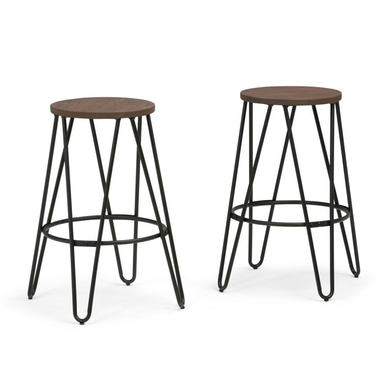 Counter Stools Simeon 26 inch Metal Counter Height Stool with Wood Seat (Set of 2)