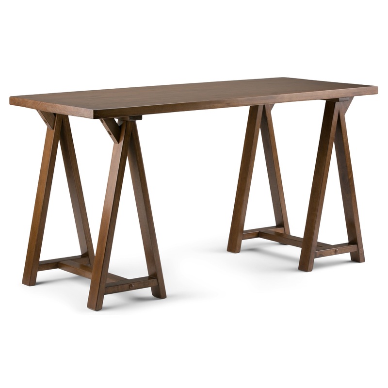 Desks Sawhorse Writing Desk in Medium Saddle Brown