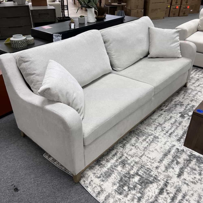 86″ Beige Contemporary Rounded Arm Sofa Couch Office Furniture Liquidations