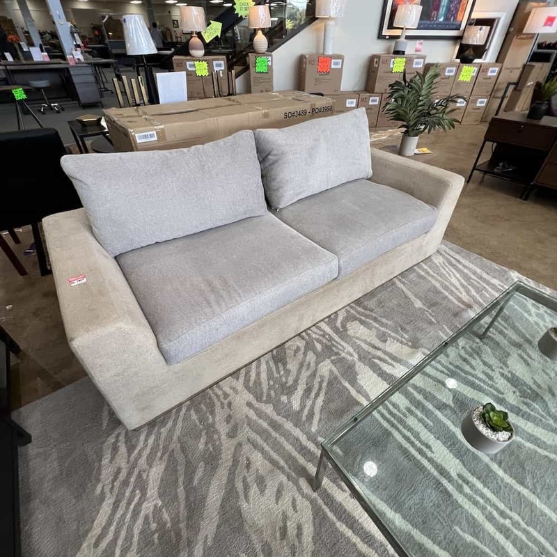86″ Grey and Light Tan Mismatched Sofa Couch Office Furniture Liquidations
