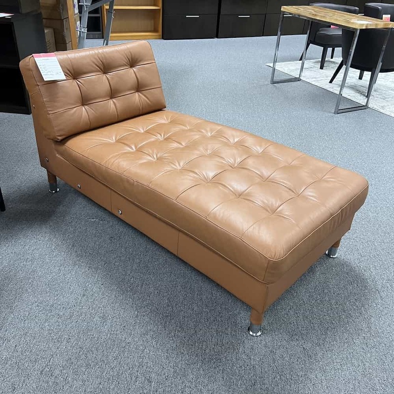 31″ x 62″ Ikea MORABO Brown Leather Modern Chaise Lounge Sofa Couch Office Furniture Liquidations