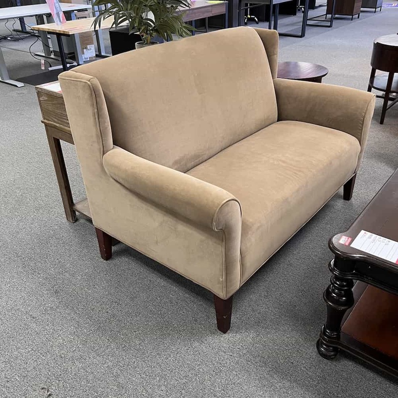 48″ W Tan Velour Loveseat Sofa Couch Office Furniture Liquidations