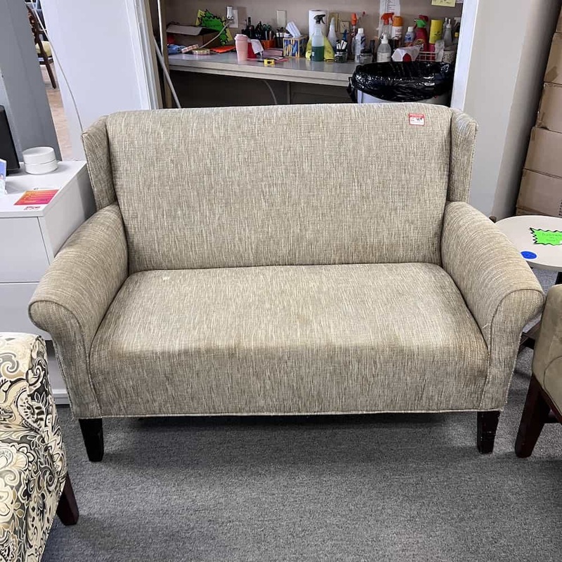 55″ W Tan Espresso Transitional Loveseat Sofa Couch Office Furniture Liquidations