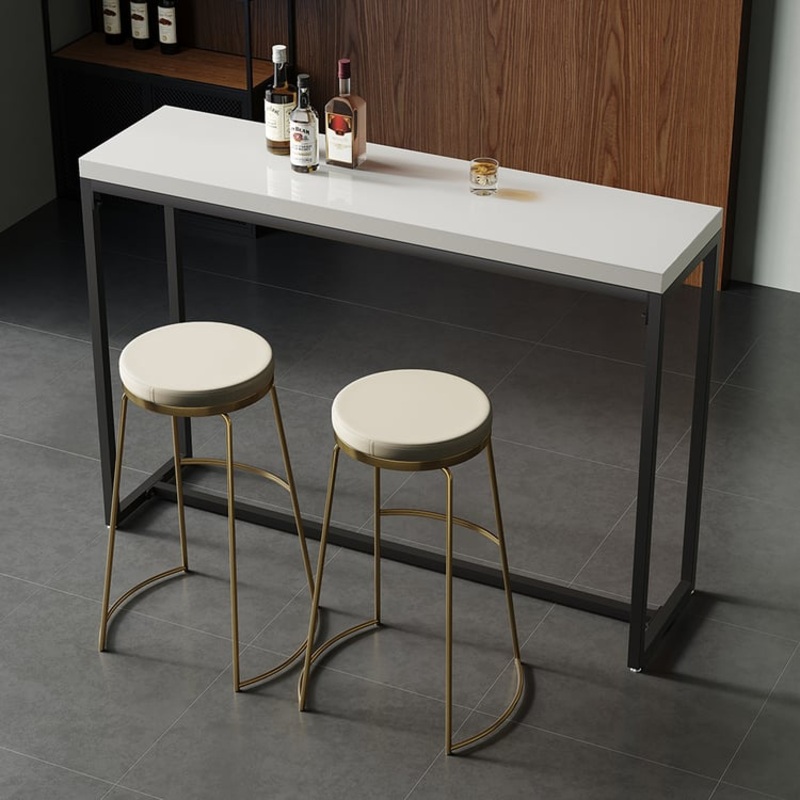 59″ Industrial Rectangular White Bar Height Table Dining Table for Breakfast Nook