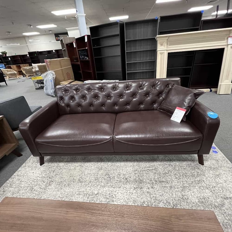 75″ Jiahaohui Brown Vinyl Tufted Sofa Couch Office Furniture Liquidations