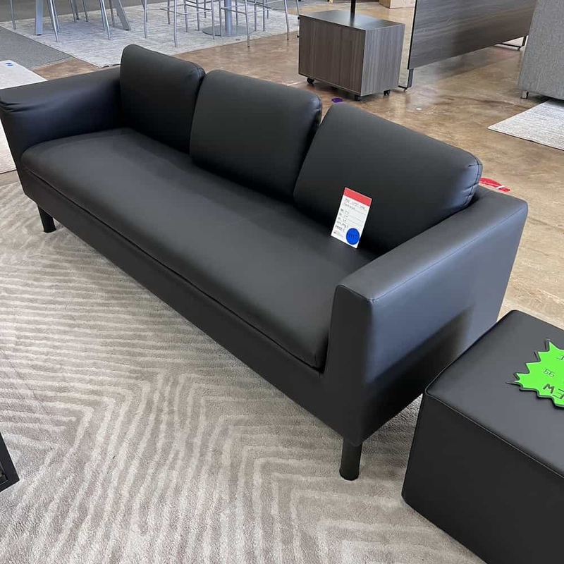 77″ Hon Parkwyn Black Modern Vinyl Sofa Couch Office Furniture Liquidations