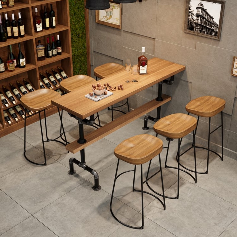 Bar Set 51.2″ Industrial Bar Table with 4 Bar Stools Seats 2-4 People