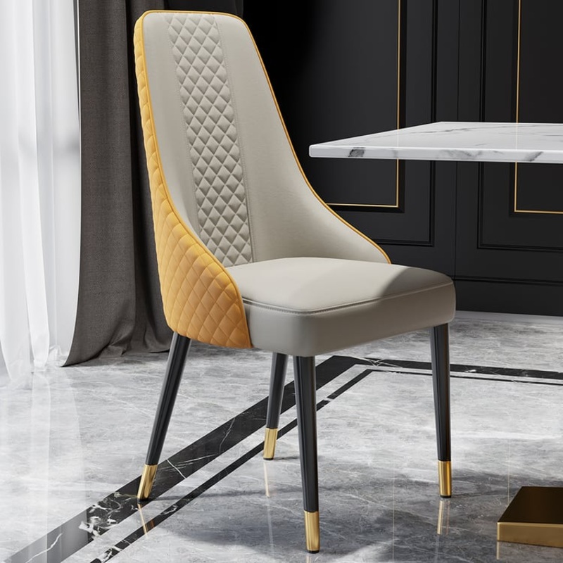 Diamic Series Set of 2 Modern Faux Leather Dining Chairs with Upholstery Orange