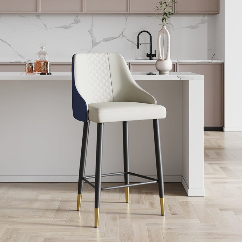 Diamic Series Set of 4 Modern Counter Stools with PU Leather Upholstery Blue