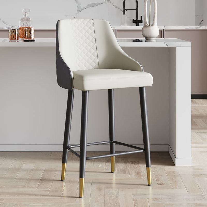 Diamic Series Set of 4 Modern Counter Stools with PU Leather Upholstery Gray