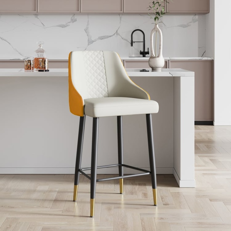 Diamic Series Set of 4 Modern Counter Stools with PU Leather Upholstery Orange
