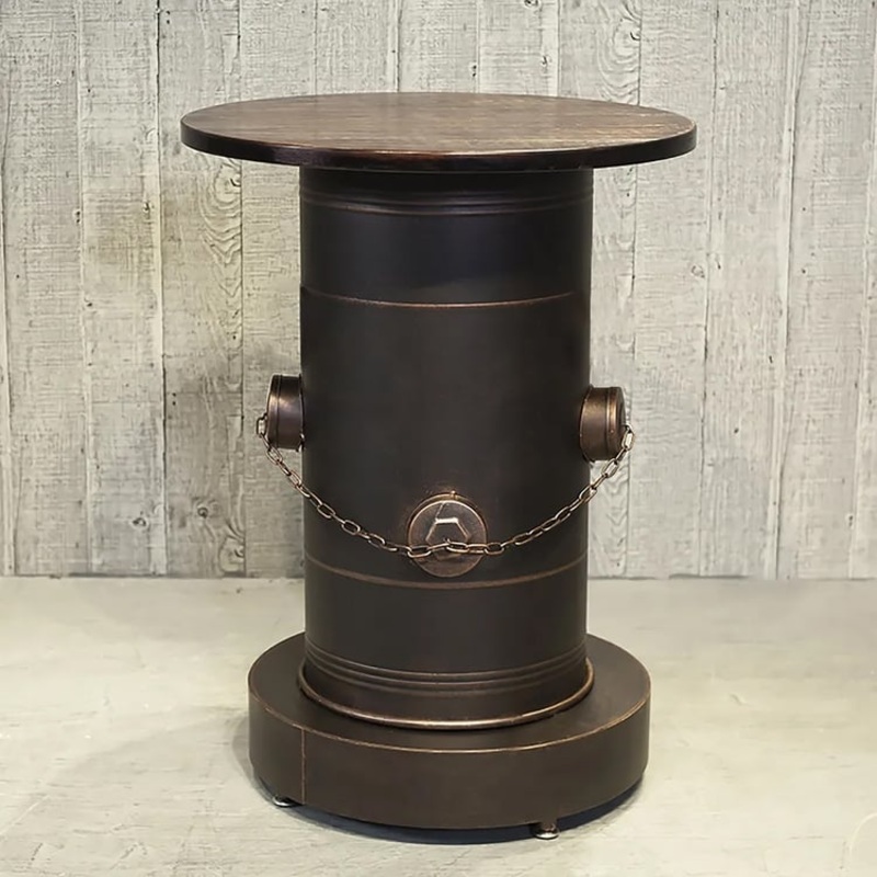 Drumbon 21.7″ Industrial Distressed Bar Table with Solid Wood Round Top