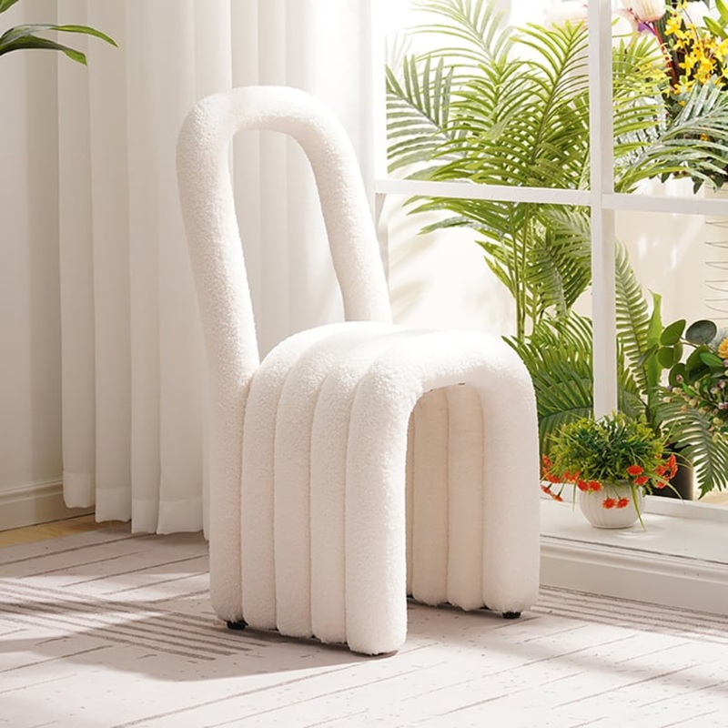 Set of 2 Modern Teddy Faux Fur Dining Chairs