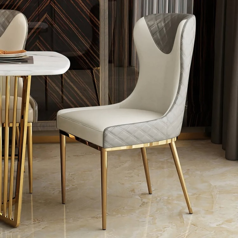Set of 6 Modern Dining Chairs with PU Leather Upholstery Gray