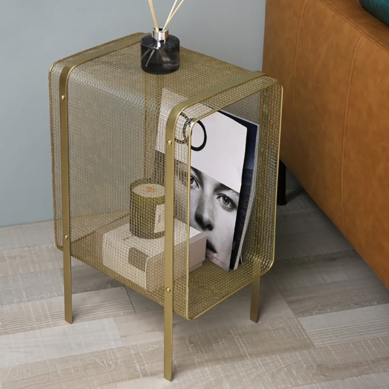 21″ Modern Metal Rectangular Gold Magazine Rack with Open Storage Living Room & Office